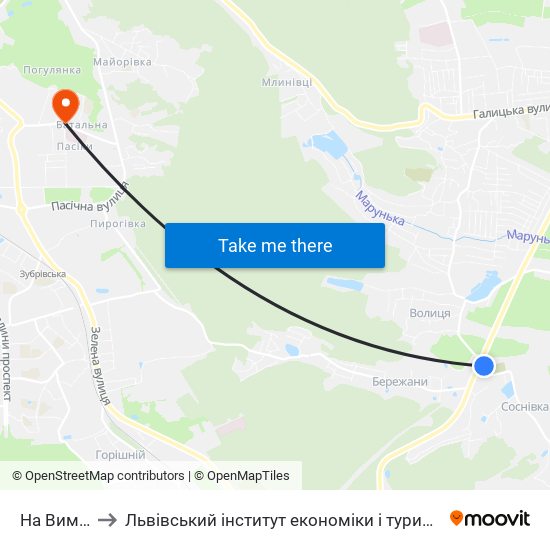 На Вимогу to Львівський інститут економіки і туризму (ЛІЕТ) map