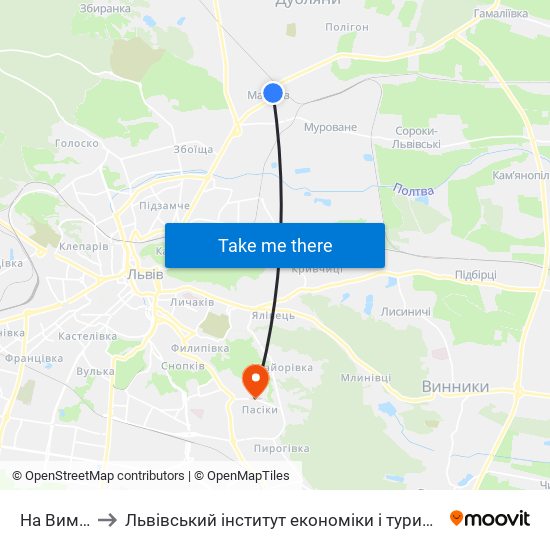 На Вимогу to Львівський інститут економіки і туризму (ЛІЕТ) map