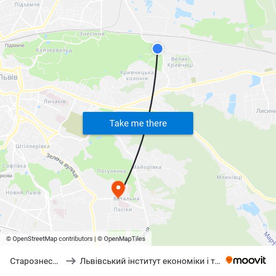 Старознесенська to Львівський інститут економіки і туризму (ЛІЕТ) map