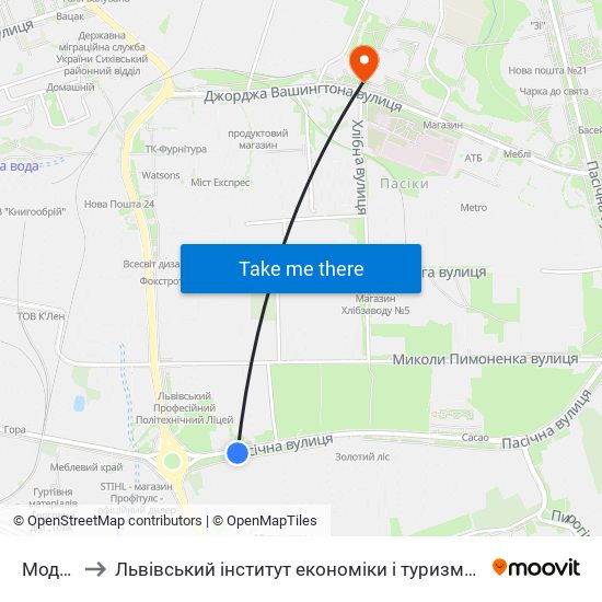 Модем to Львівський інститут економіки і туризму (ЛІЕТ) map