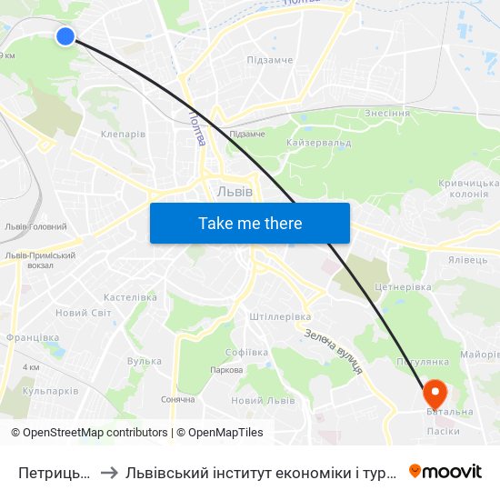 Петрицького to Львівський інститут економіки і туризму (ЛІЕТ) map
