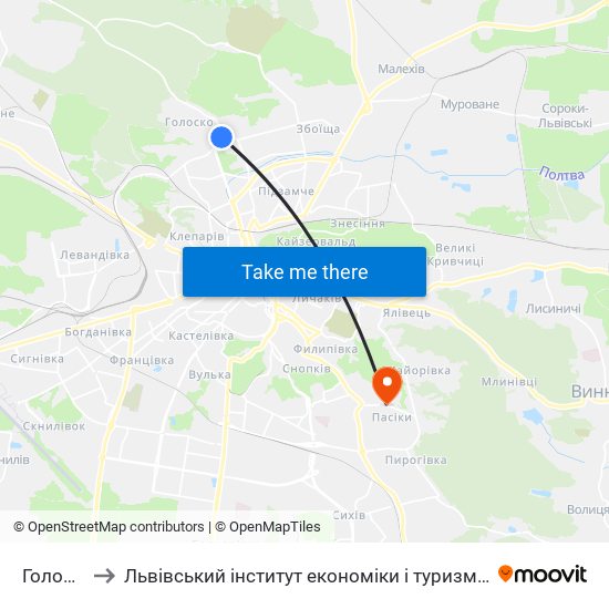 Голоско to Львівський інститут економіки і туризму (ЛІЕТ) map