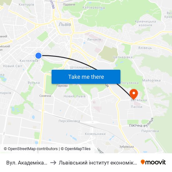 Вул. Академіка Сахарова to Львівський інститут економіки і туризму (ЛІЕТ) map