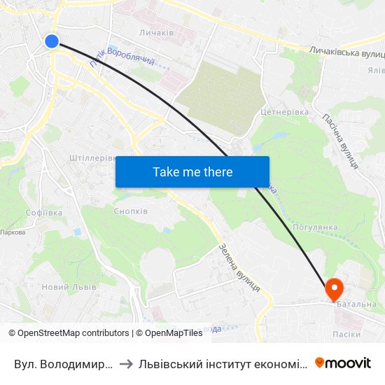 Вул. Володимира Шухевича to Львівський інститут економіки і туризму (ЛІЕТ) map