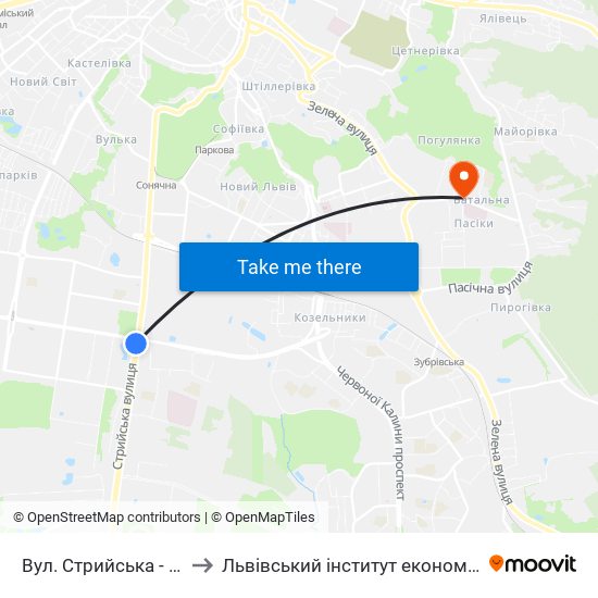 Вул. Стрийська - Вул. Наукова to Львівський інститут економіки і туризму (ЛІЕТ) map