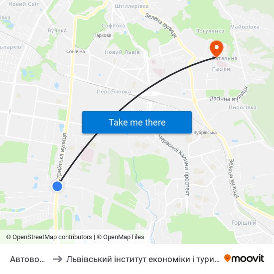 Автовокзал to Львівський інститут економіки і туризму (ЛІЕТ) map