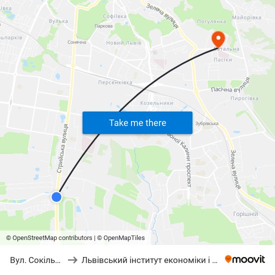 Вул. Сокільницька to Львівський інститут економіки і туризму (ЛІЕТ) map