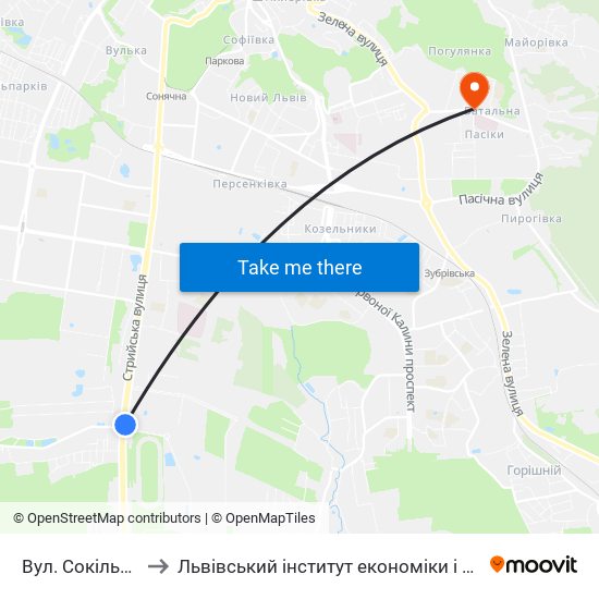 Вул. Сокільницька to Львівський інститут економіки і туризму (ЛІЕТ) map