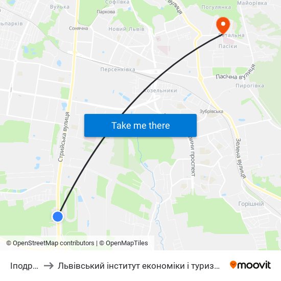 Іподром to Львівський інститут економіки і туризму (ЛІЕТ) map
