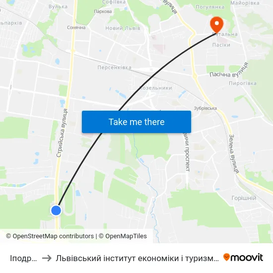 Іподром to Львівський інститут економіки і туризму (ЛІЕТ) map
