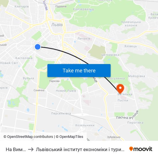 На Вимогу to Львівський інститут економіки і туризму (ЛІЕТ) map