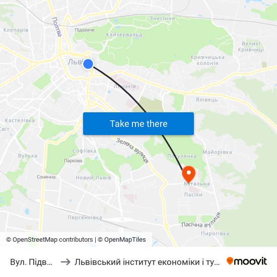 Вул. Підвальна to Львівський інститут економіки і туризму (ЛІЕТ) map