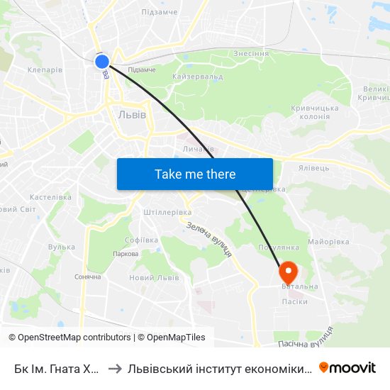 Бк Ім. Гната Хоткевича to Львівський інститут економіки і туризму (ЛІЕТ) map