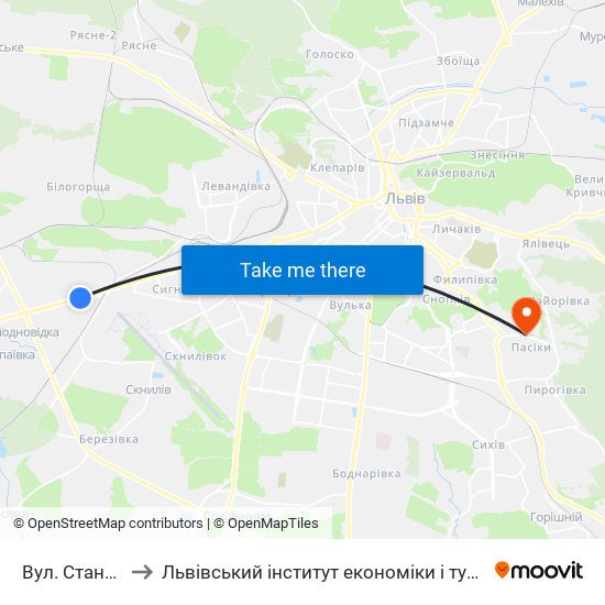Вул. Станційна to Львівський інститут економіки і туризму (ЛІЕТ) map
