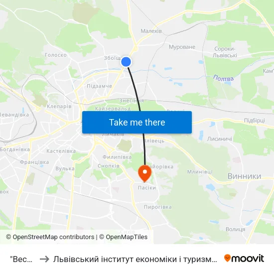 "Весна" to Львівський інститут економіки і туризму (ЛІЕТ) map