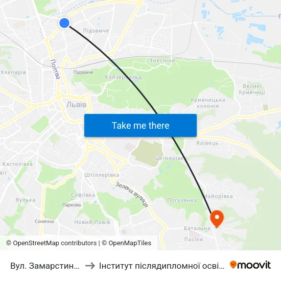 Вул. Замарстинівська to Інститут післядипломної освіти КНУБА map