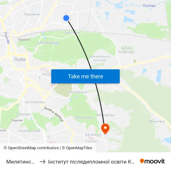 Милятинська to Інститут післядипломної освіти КНУБА map