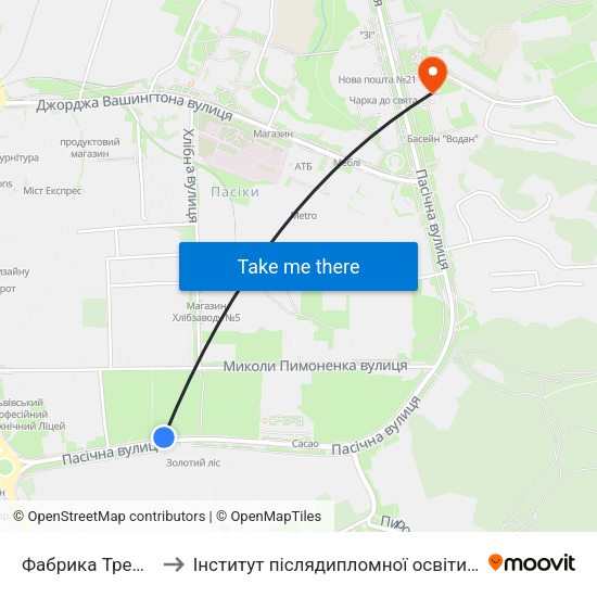 Фабрика Трембіта to Інститут післядипломної освіти КНУБА map