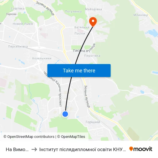 На Вимогу to Інститут післядипломної освіти КНУБА map