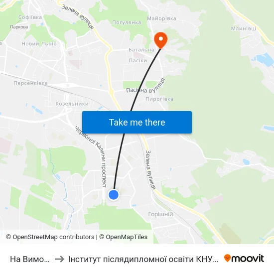 На Вимогу to Інститут післядипломної освіти КНУБА map