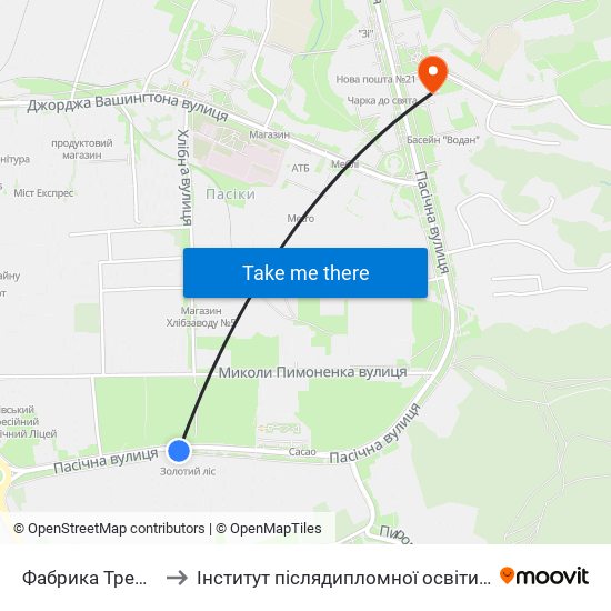 Фабрика Трембіта to Інститут післядипломної освіти КНУБА map