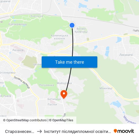 Старознесенська to Інститут післядипломної освіти КНУБА map