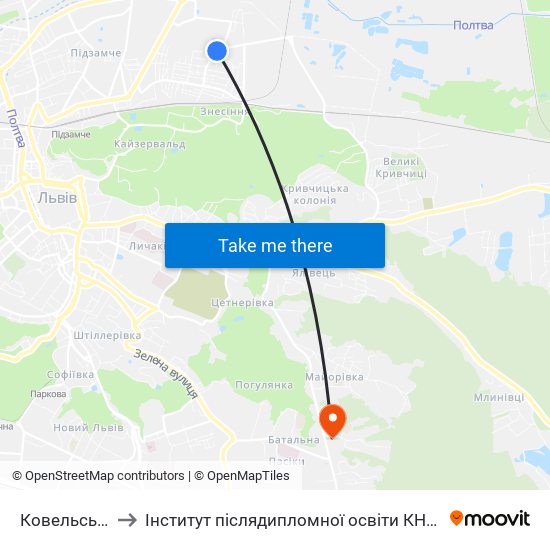 Ковельська to Інститут післядипломної освіти КНУБА map