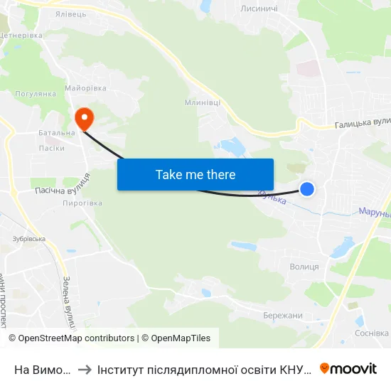 На Вимогу to Інститут післядипломної освіти КНУБА map