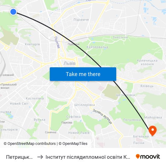 Петрицького to Інститут післядипломної освіти КНУБА map