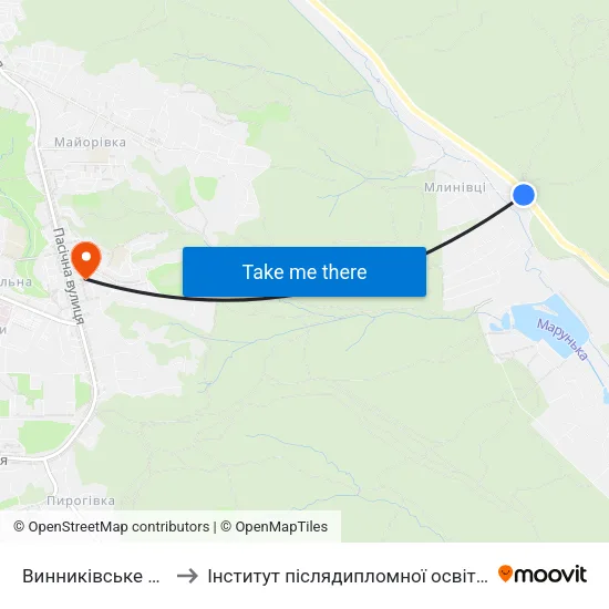 Винниківське Озеро to Інститут післядипломної освіти КНУБА map