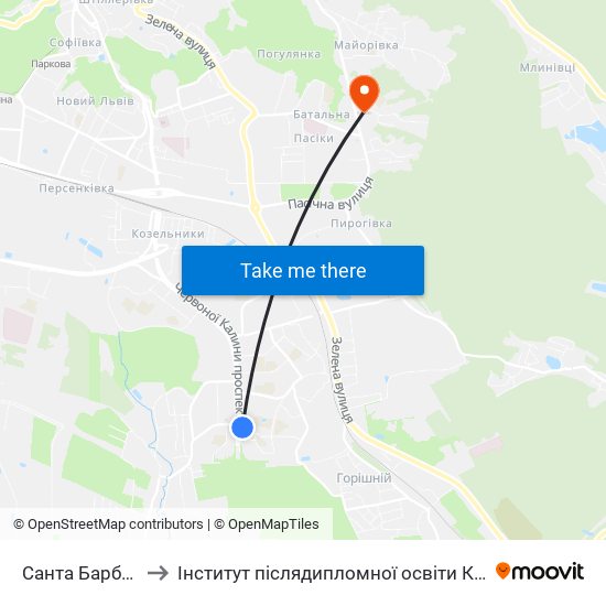 Санта Барбара to Інститут післядипломної освіти КНУБА map