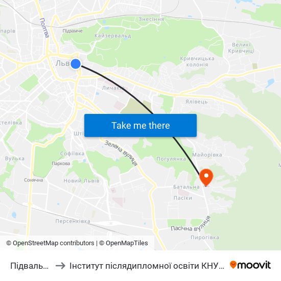 Підвальна to Інститут післядипломної освіти КНУБА map