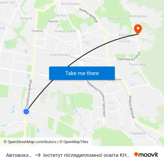 Автовокзал to Інститут післядипломної освіти КНУБА map