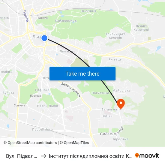 Вул. Підвальна to Інститут післядипломної освіти КНУБА map