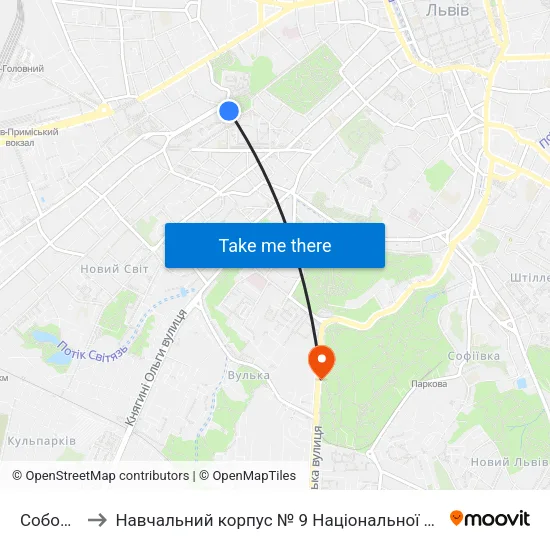 Собор Святого Юра to Навчальний корпус № 9 Національної академії сухопутних військ України імені гетьмана Петра Сагайдач map