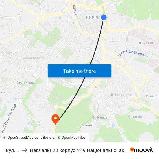 Вул. Підвальна to Навчальний корпус № 9 Національної академії сухопутних військ України імені гетьмана Петра Сагайдач map