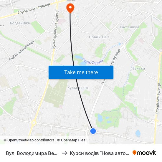 Вул. Володимира Великого to Курси водіїв "Нова автошкола" map