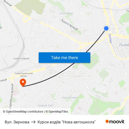 Вул. Зернова to Курси водіїв "Нова автошкола" map