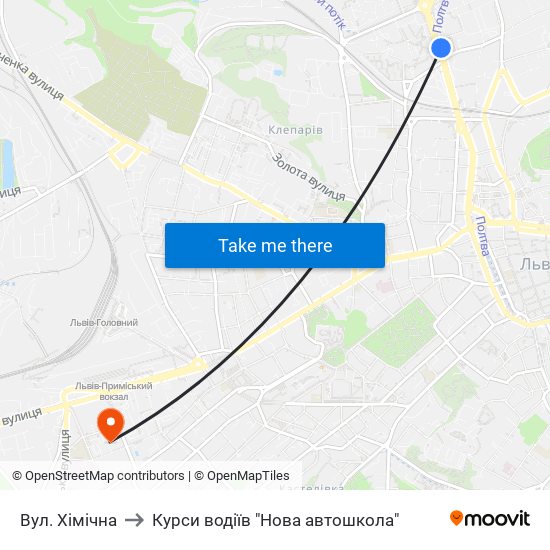 Вул. Хімічна to Курси водіїв "Нова автошкола" map