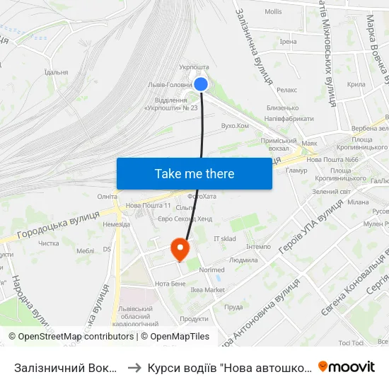 Залізничний Вокзал to Курси водіїв "Нова автошкола" map