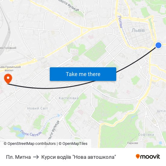 Пл. Митна to Курси водіїв "Нова автошкола" map