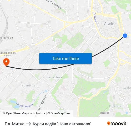 Пл. Митна to Курси водіїв "Нова автошкола" map