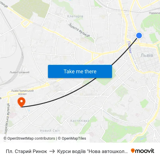 Пл. Старий Ринок to Курси водіїв "Нова автошкола" map