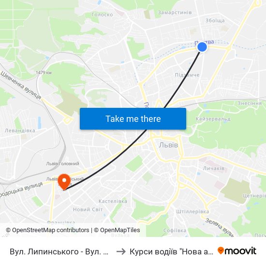 Вул. Липинського - Вул. Миколайчука to Курси водіїв "Нова автошкола" map