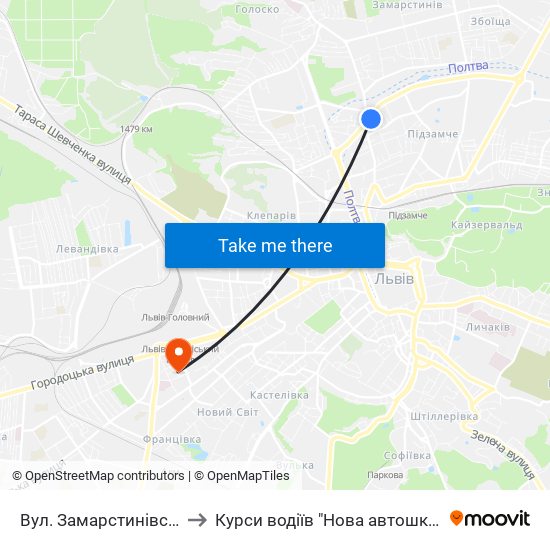 Вул. Замарстинівська to Курси водіїв "Нова автошкола" map