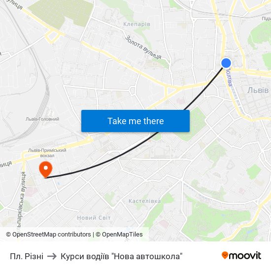 Пл. Різні to Курси водіїв "Нова автошкола" map