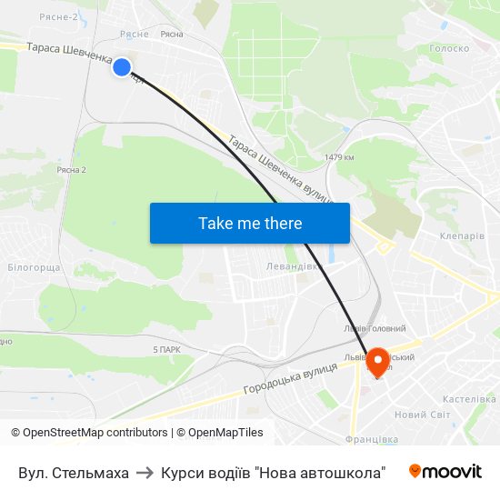 Вул. Стельмаха to Курси водіїв "Нова автошкола" map