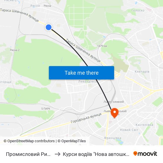 Промисловий Ринок to Курси водіїв "Нова автошкола" map