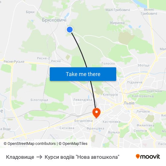 Кладовище to Курси водіїв "Нова автошкола" map