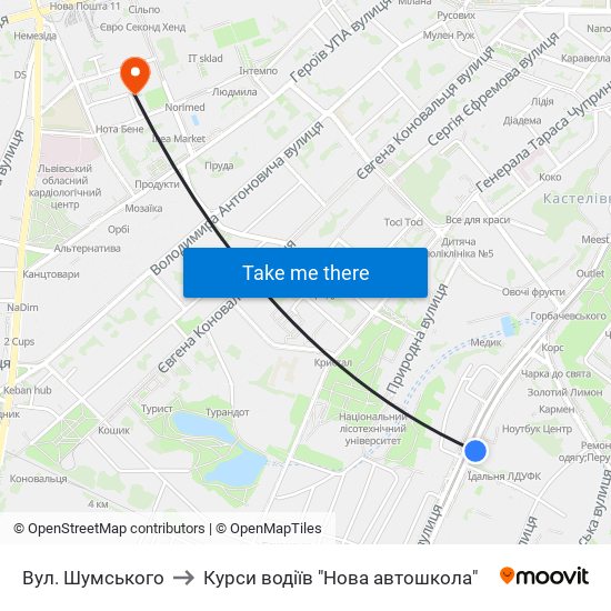 Вул. Шумського to Курси водіїв "Нова автошкола" map